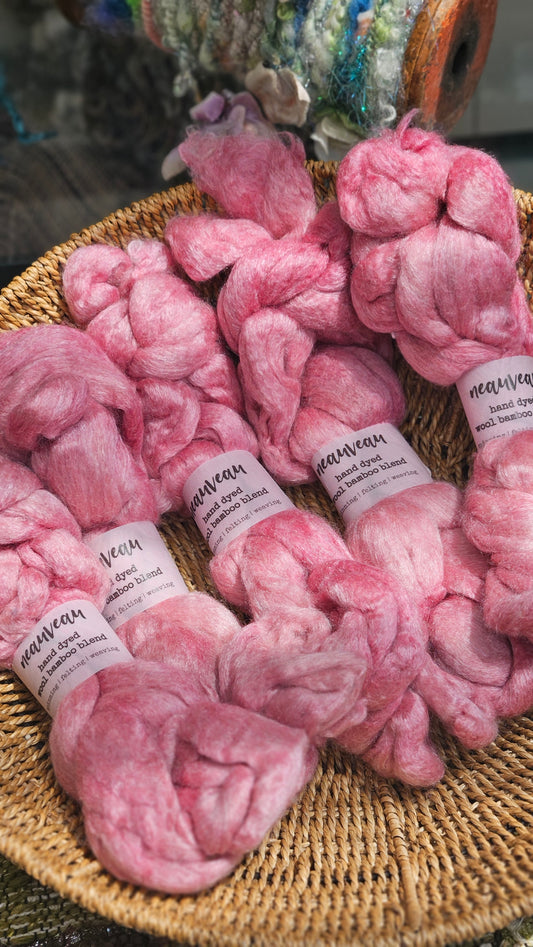 Blush Pearl - wool bamboo roving for felting and blending - 2 ounces | 57 grams
