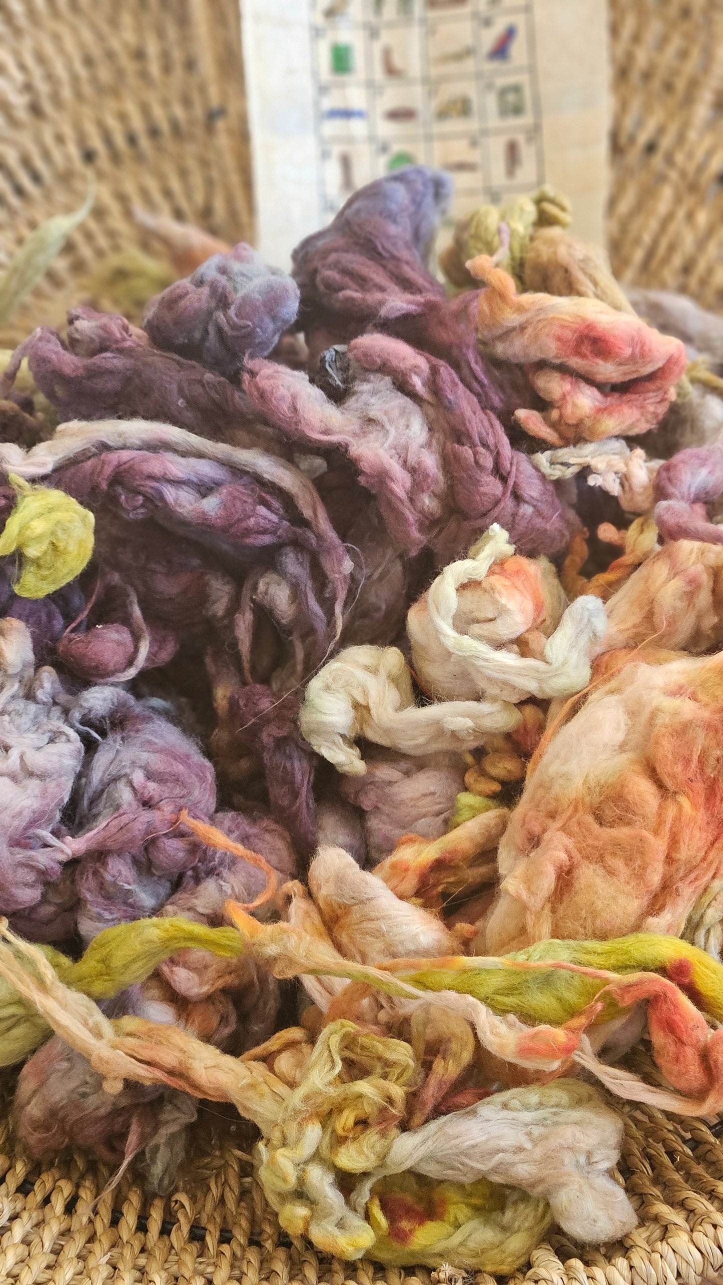 ANUBIS Hand-Dyed Organic Extra Fine Cotton Noil for fiber art, texture blending, and papermaking - 1 ounce | 28 grams