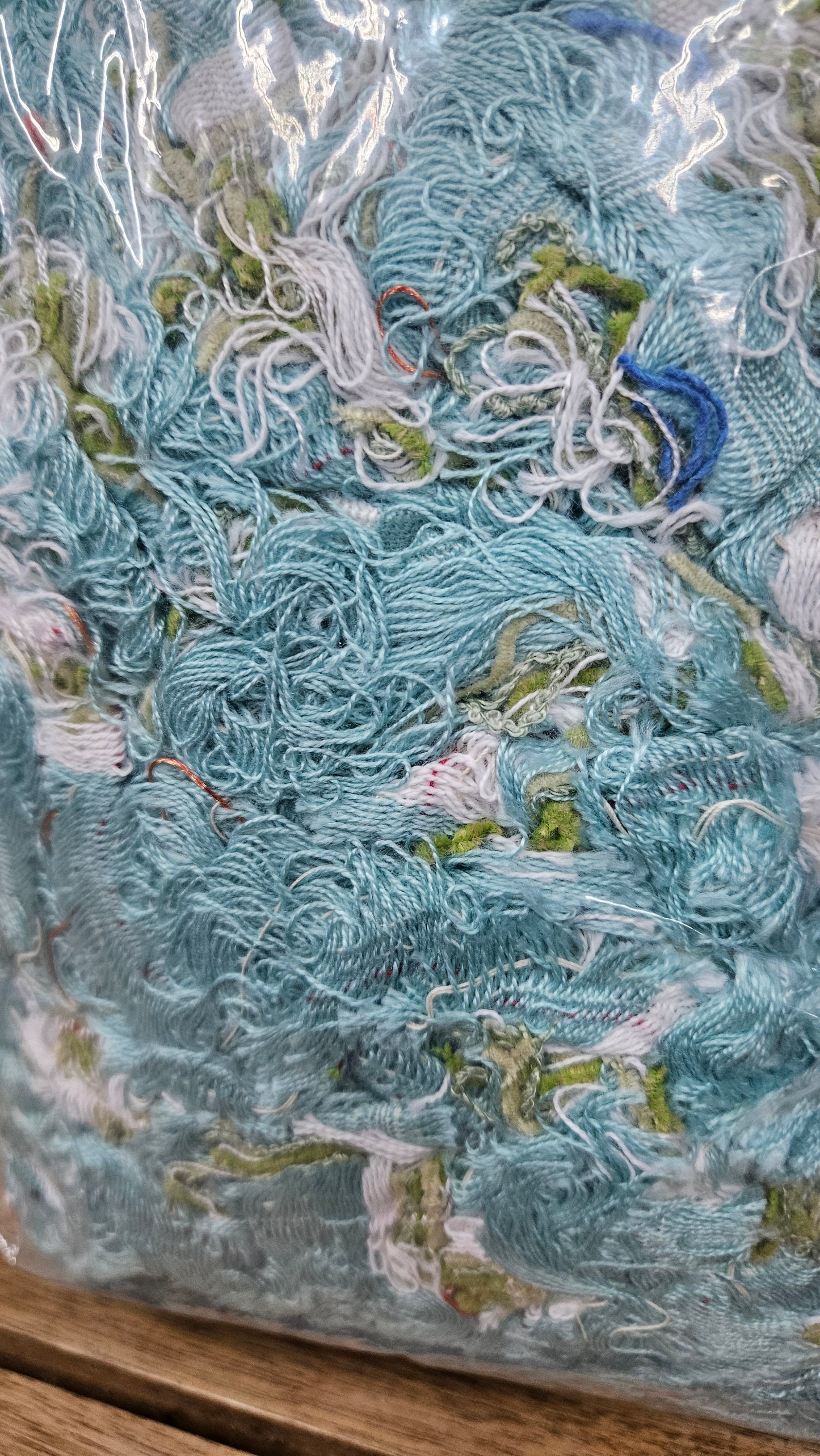 KOI POND - shaggy fringe ribbon for tapestry weaving and fiber art - MARINE0809 (1 lb)