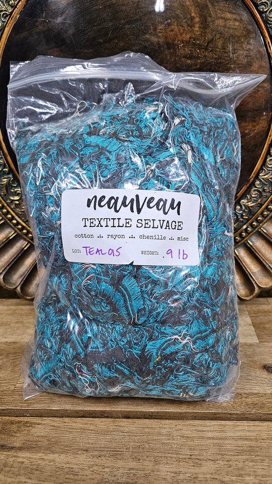 PARAKEET - shaggy fringe ribbon for tapestry weaving and fiber art - TEAL015 (.9 lb)