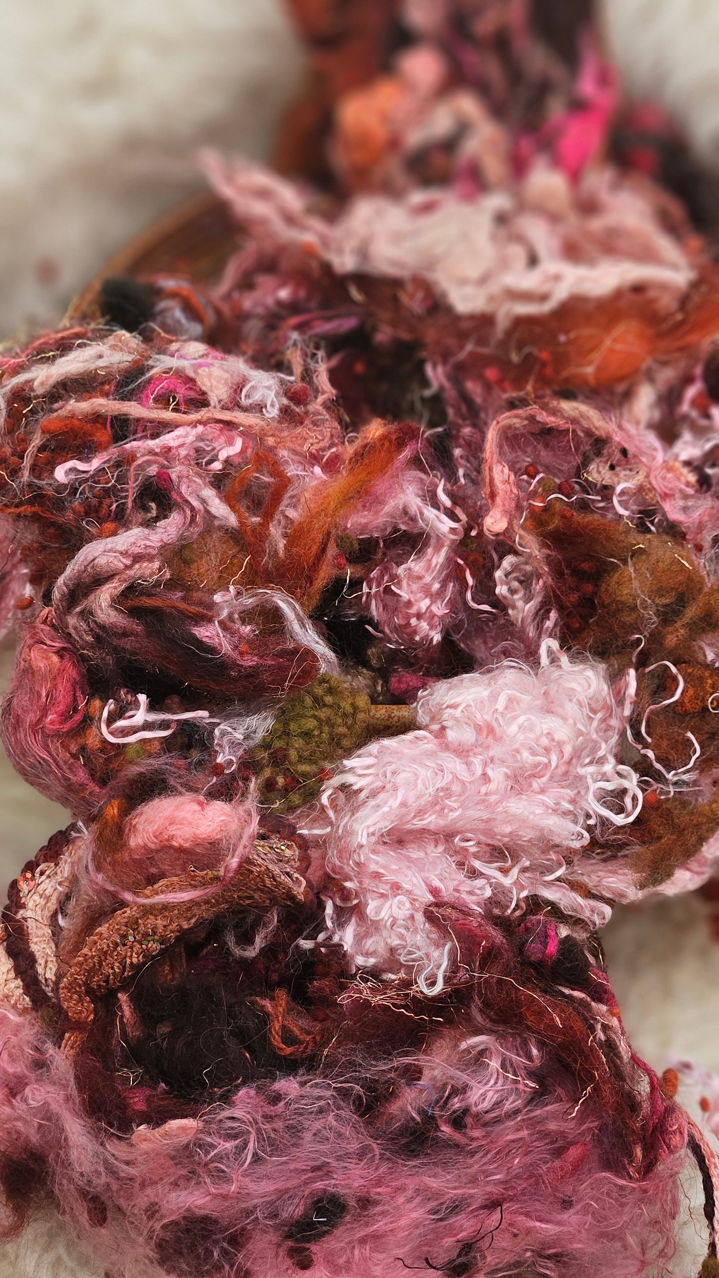 BUDBREAK - Hand-Dyed Alpaca Bamboo Texture Blend for art yarn embellishing, texture blending, felting, mixed media, and fiber art - 4 ounces | 114 grams