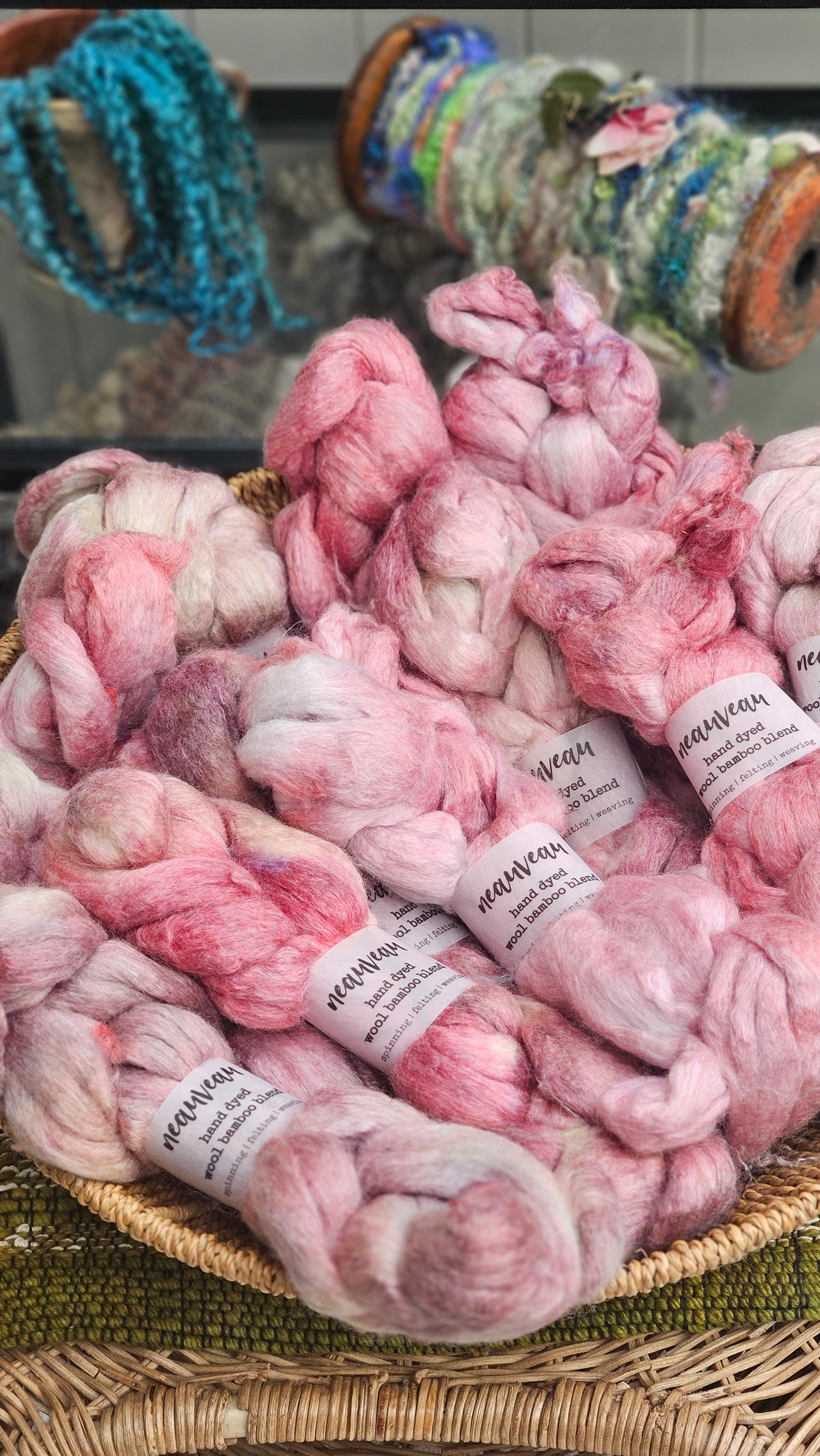 Rose Pearl - wool bamboo roving for felting and blending - 2 ounces | 57 grams