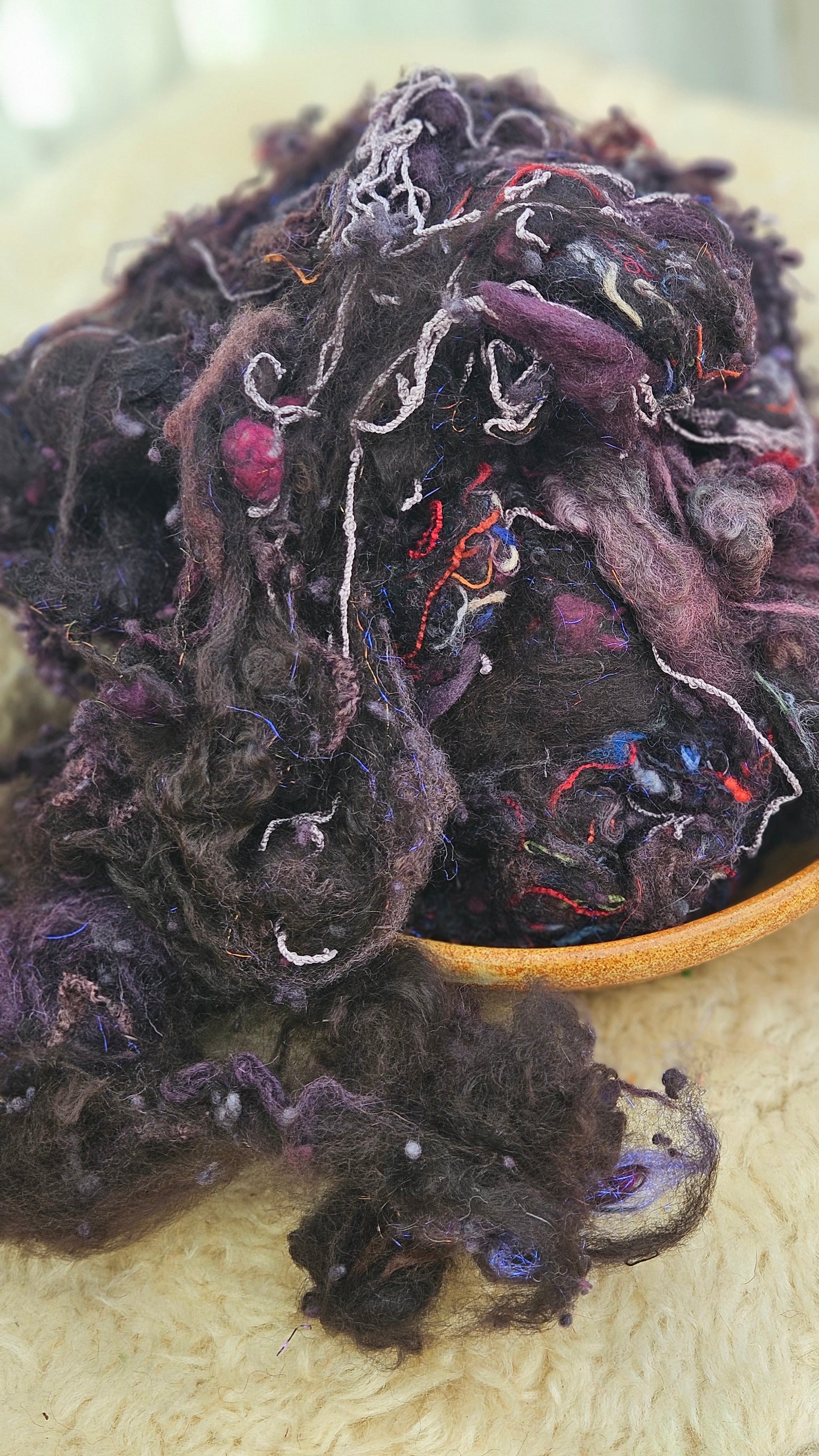 OASIS SHADE - Hand-Dyed Recycled Wool Texture Blend for art yarn embellishing, texture blending, felting, mixed media, and fiber art - 4 ounces | 114 grams