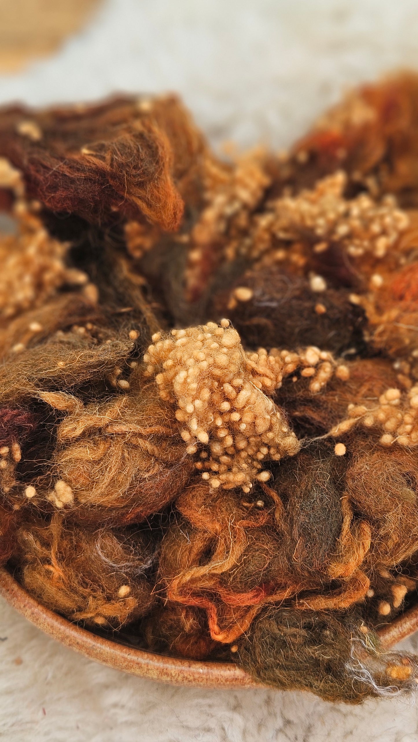 NOVEMBER FOREST - Hand-Dyed Recycled Wool Texture Blend for art yarn embellishing, texture blending, felting, mixed media, and fiber art - 4 ounces | 114 grams