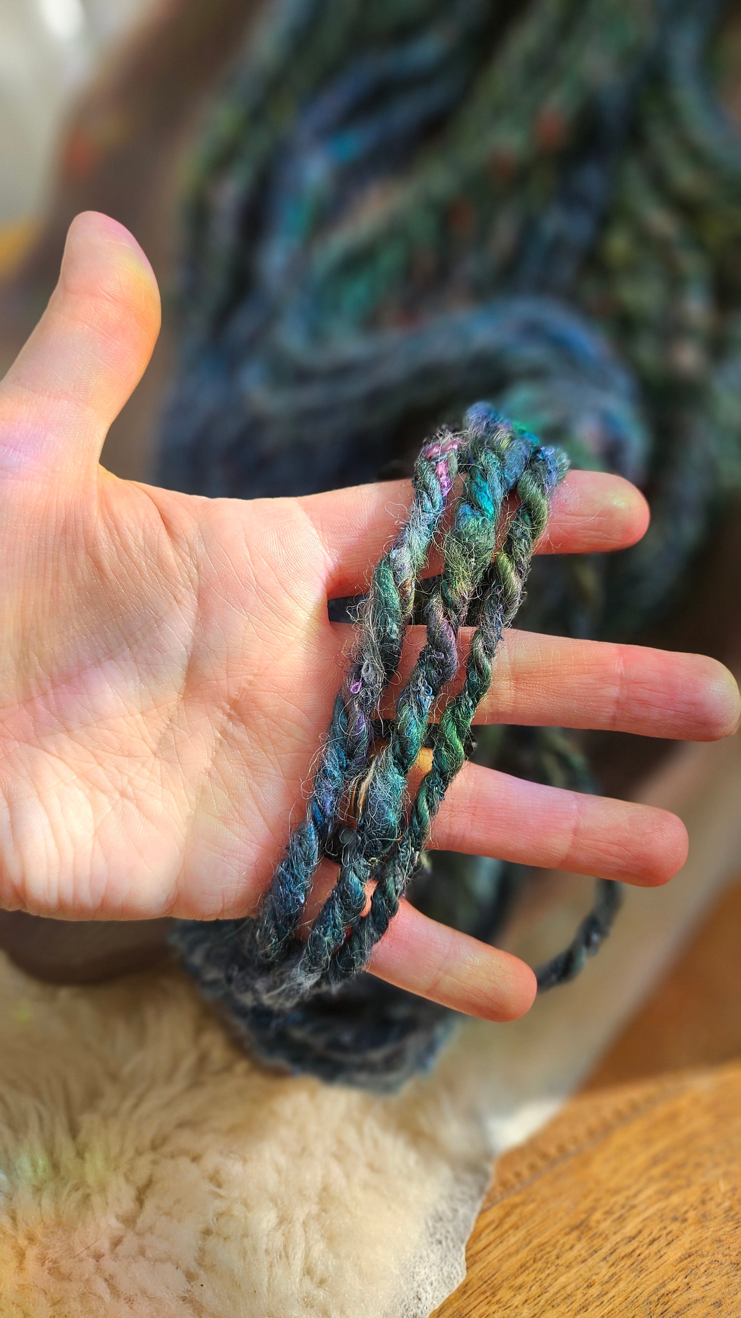 NIGHTINGALE - Bulky Handspun Art Yarn XL Skein - 28 yards | 3.9 ounces | 111 grams