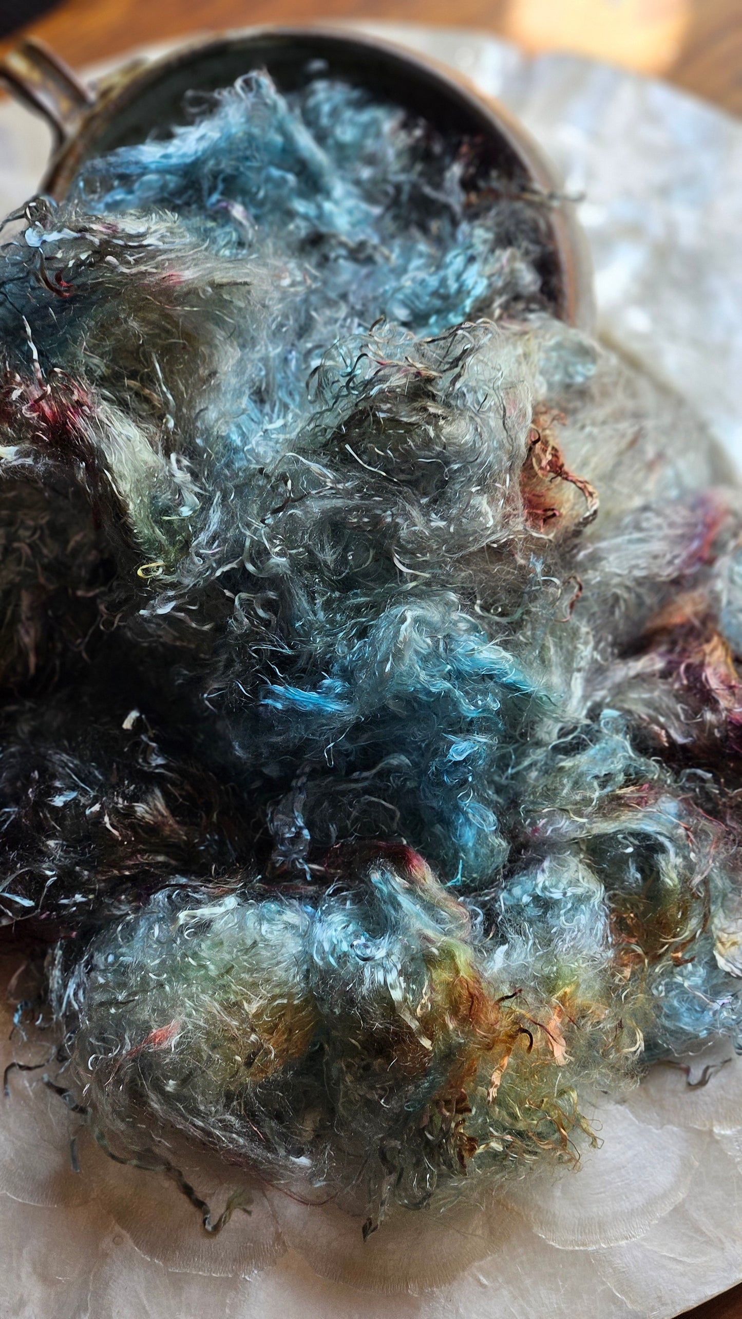 GRANDIDIERITE - hand-dyed eucalyptus crimp faux-silk for art yarn embellishing, fiber blending, felting, and papermaking - 2 oz | 57 g