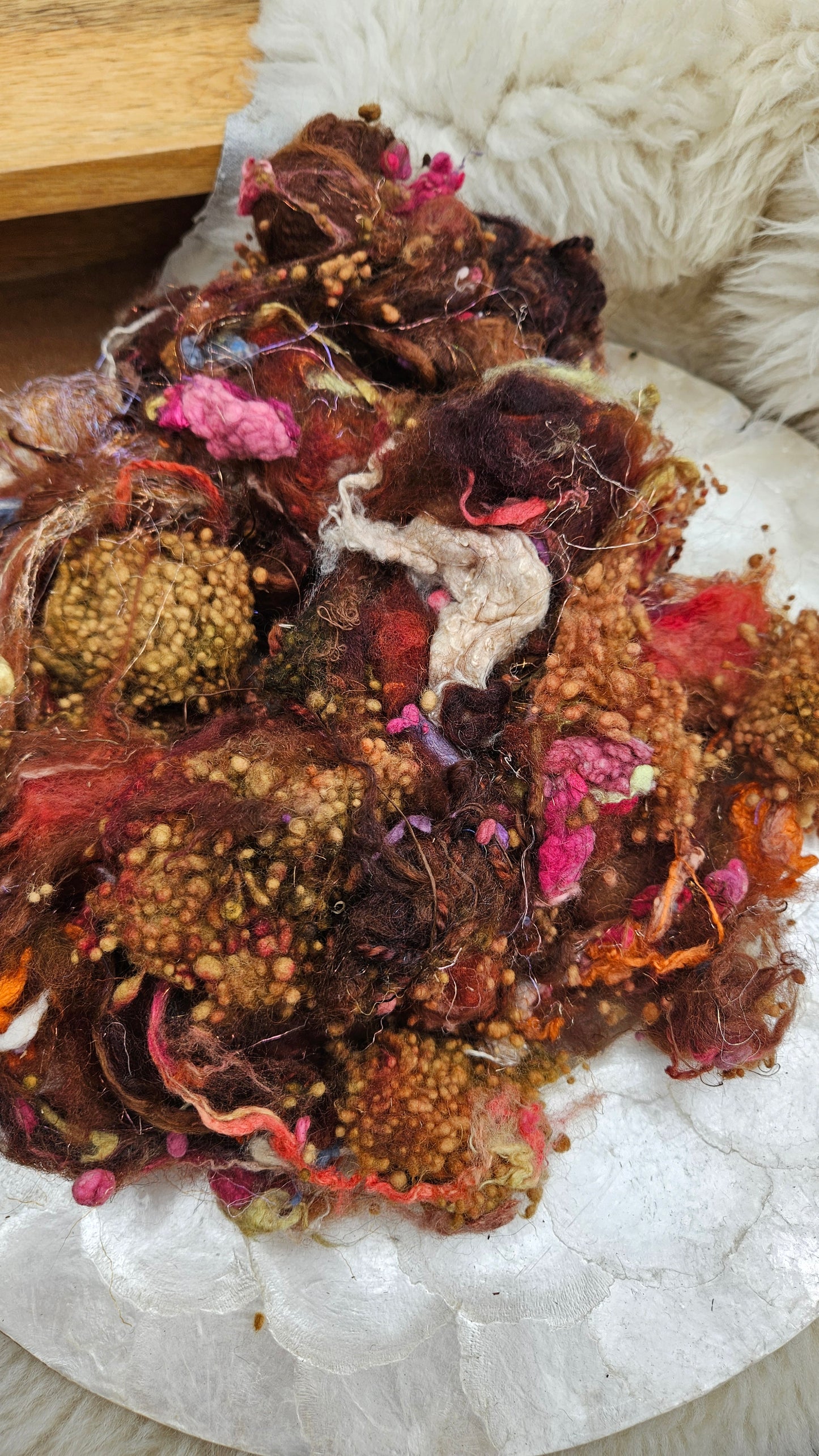 HARVEST TIME - Hand-Dyed Alpaca Bamboo Texture Blend for art yarn embellishing, texture blending, felting, mixed media, and fiber art - 4 ounces | 114 grams