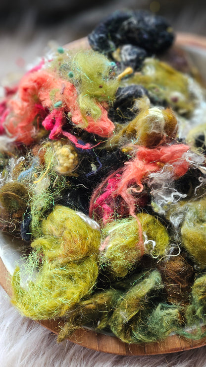 Soft Rebellion - fiber texture blend for art yarn spinning & felting - 4 ounces | 114 grams