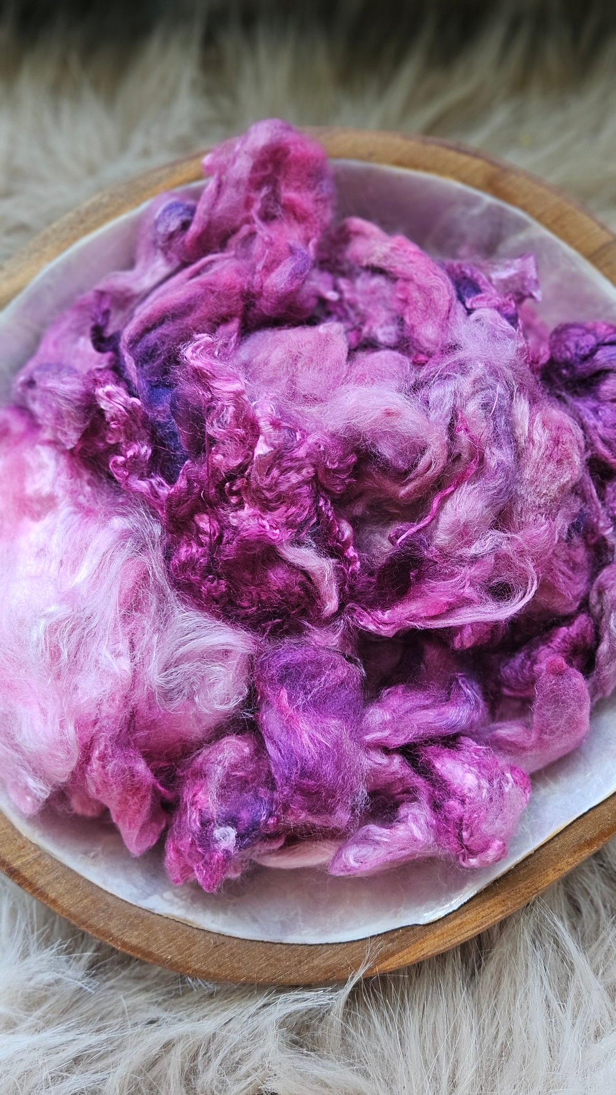 Mixed Berry - hand-dyed fine wool and silky bamboo mill ends - 5 oz |  142 g