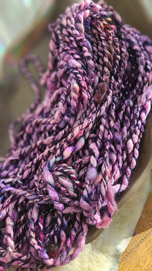 WILD VIOLET - Bulky Handspun Art Yarn XL Skein - 40 yards | 4.5 ounces | 128 grams