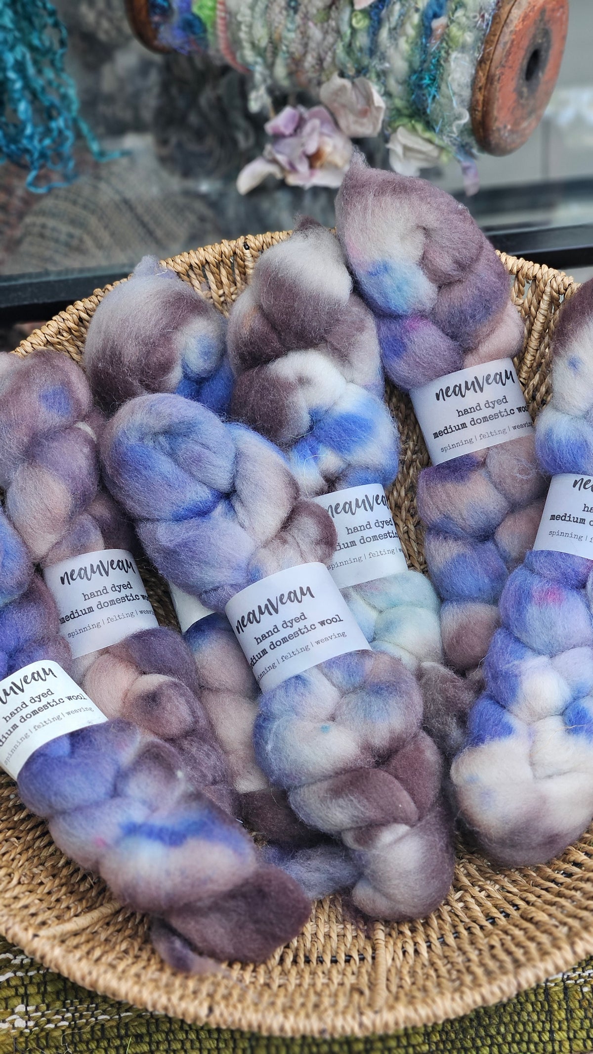 Jay Feather - hand dyed domestic wool roving for felting and blending - 2 ounces | 57 grams