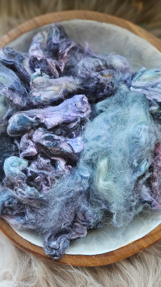 Blueberry Jam - hand-dyed fine wool and silky bamboo mill ends - 5 oz |  142 g