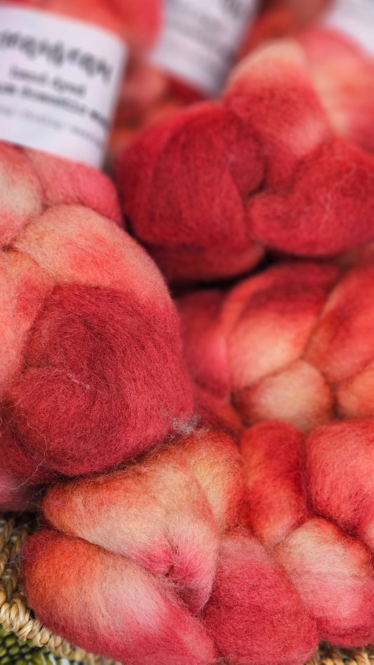 Jungle Fowl - hand dyed domestic wool roving for felting and blending - 2 ounces | 57 grams