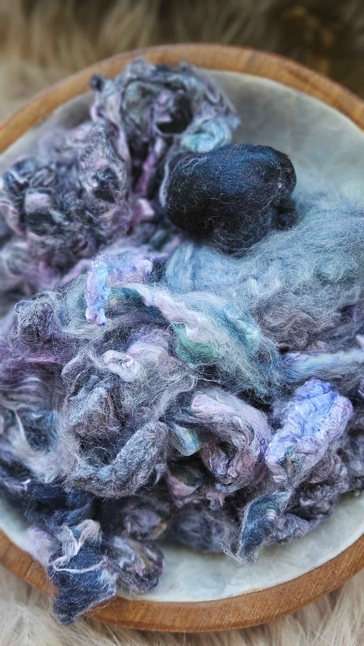 Blueberry Jam - hand-dyed fine wool and silky bamboo mill ends - 5 oz |  142 g