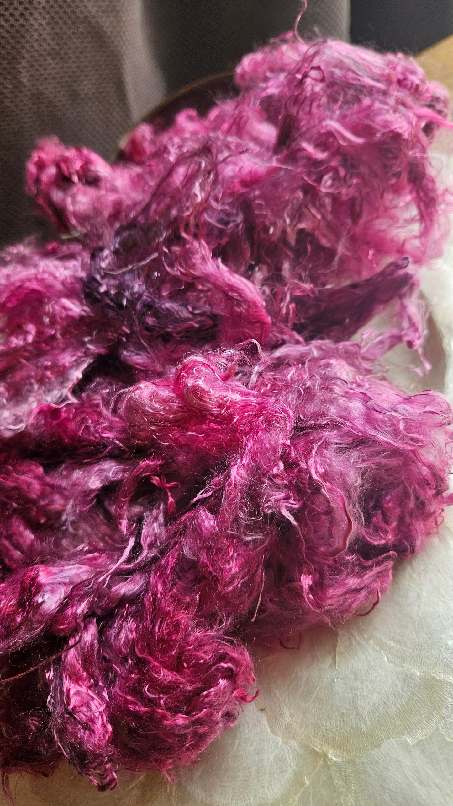 HACKMANITE - hand-dyed eucalyptus crimp faux-silk for art yarn embellishing, fiber blending, felting, and papermaking - 2 oz | 57 g