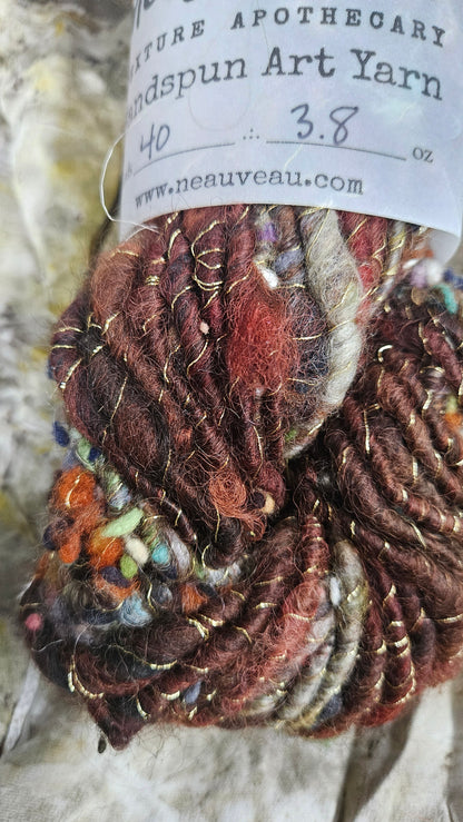 Handspun Bulky Art Yarn - Cinnamon Grove 04