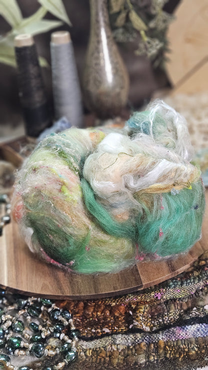 Shaniko Wool Silk Flax Neauveau Art Batt 907 - 4.3 oz