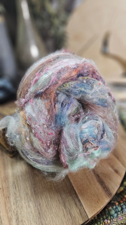 Shaniko Wool Silk Flax Neauveau Art Batt 904 - 3.6 oz