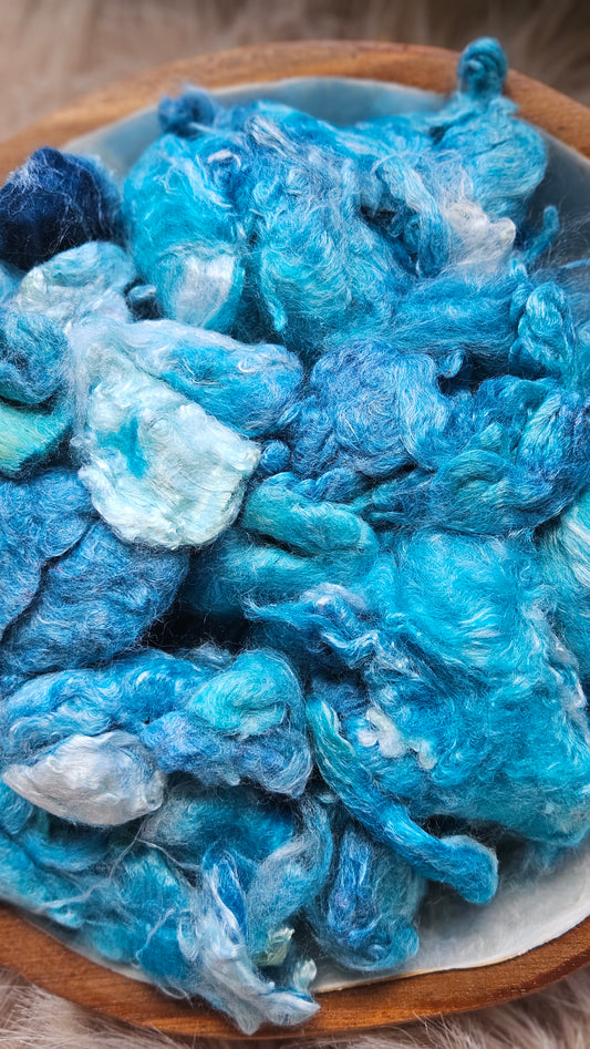 Blue Razzberry - hand-dyed fine wool and silky bamboo mill ends - 5 oz |  142 g