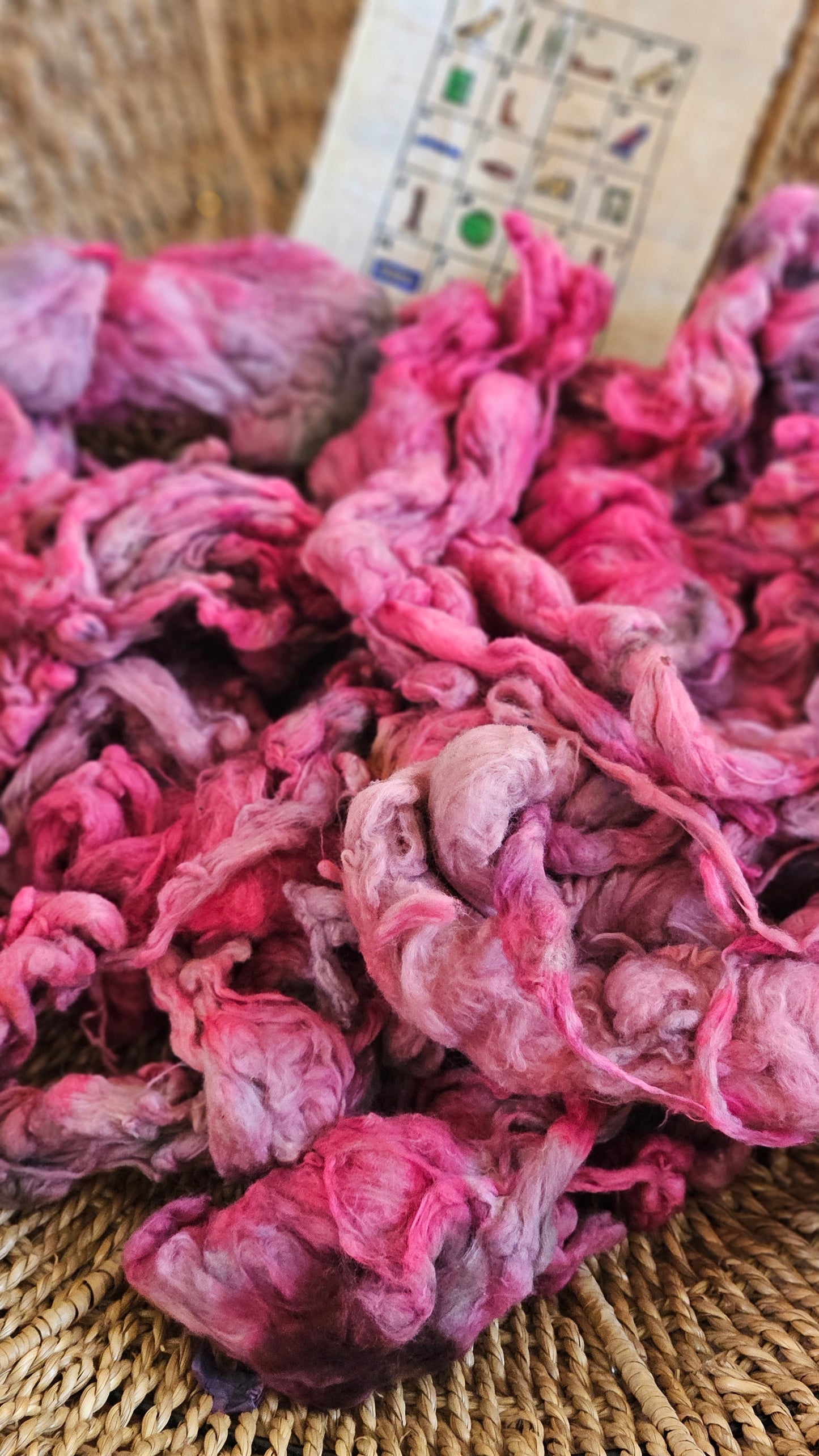 APOPHIS Hand-Dyed Organic Extra Fine Cotton Noil for fiber art, texture blending, and papermaking - 1 ounce | 28 grams