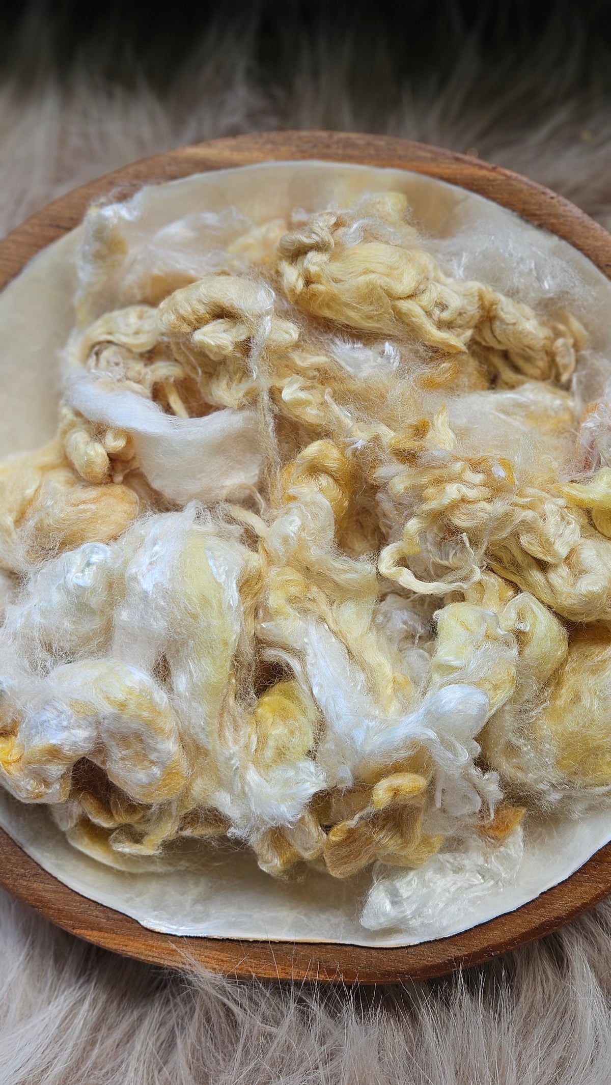 Custard - hand-dyed fine wool and silky bamboo mill ends - 5 oz |  142 g