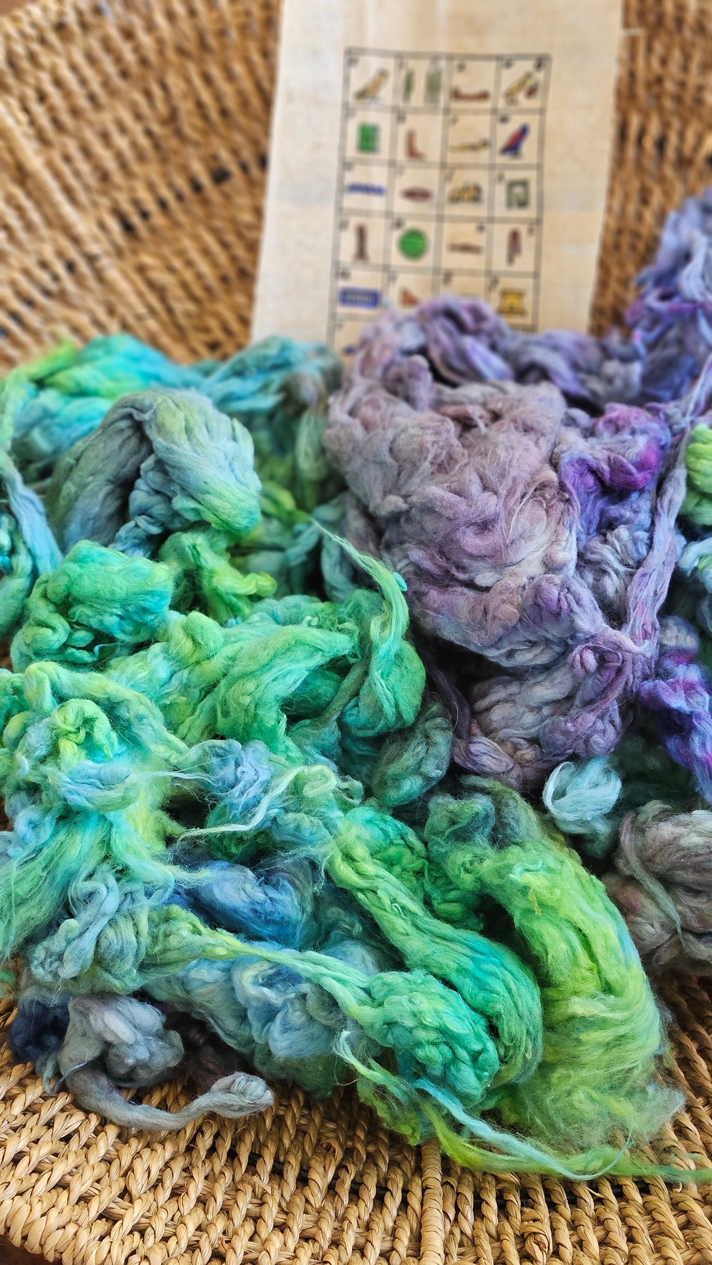 OSIRIS Hand-Dyed Organic Extra Fine Cotton Noil for fiber art, texture blending, and papermaking - 1 ounce | 28 grams