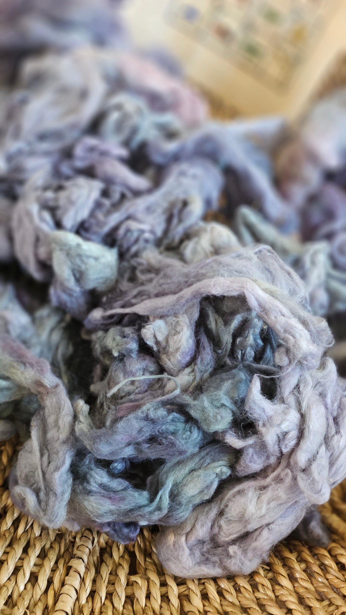 SETI Hand-Dyed Organic Extra Fine Cotton Noil for fiber art, texture blending, and papermaking - 1 ounce | 28 grams