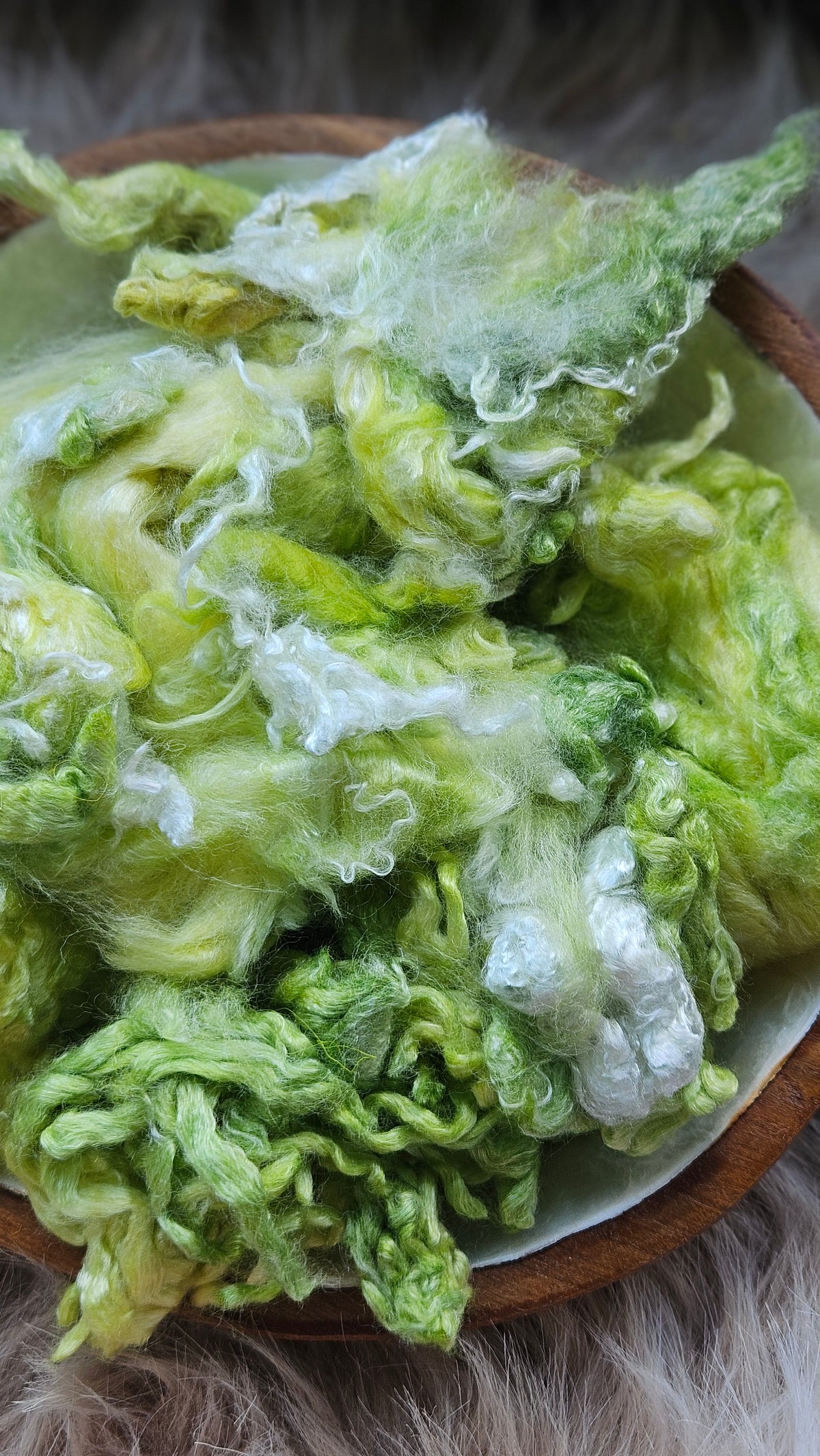 Lemon Lime - hand-dyed fine wool and silky bamboo mill ends - 5 oz |  142 g