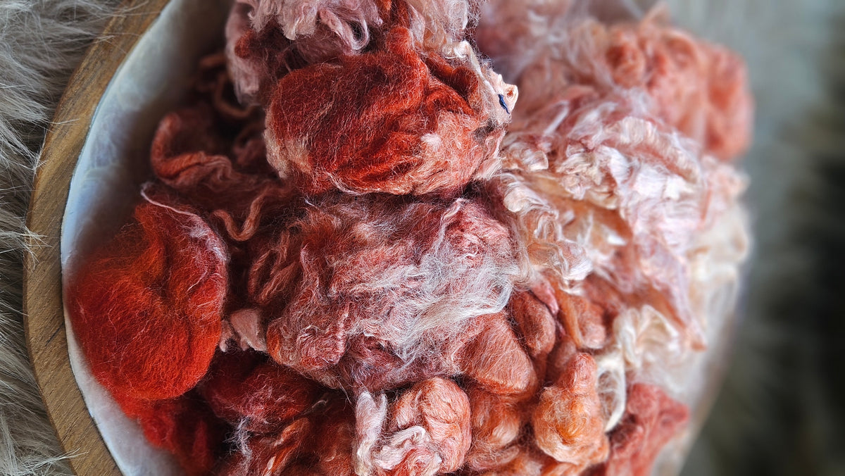 Rum Punch - hand-dyed fine wool and silky bamboo mill ends - 5 oz |  142 g