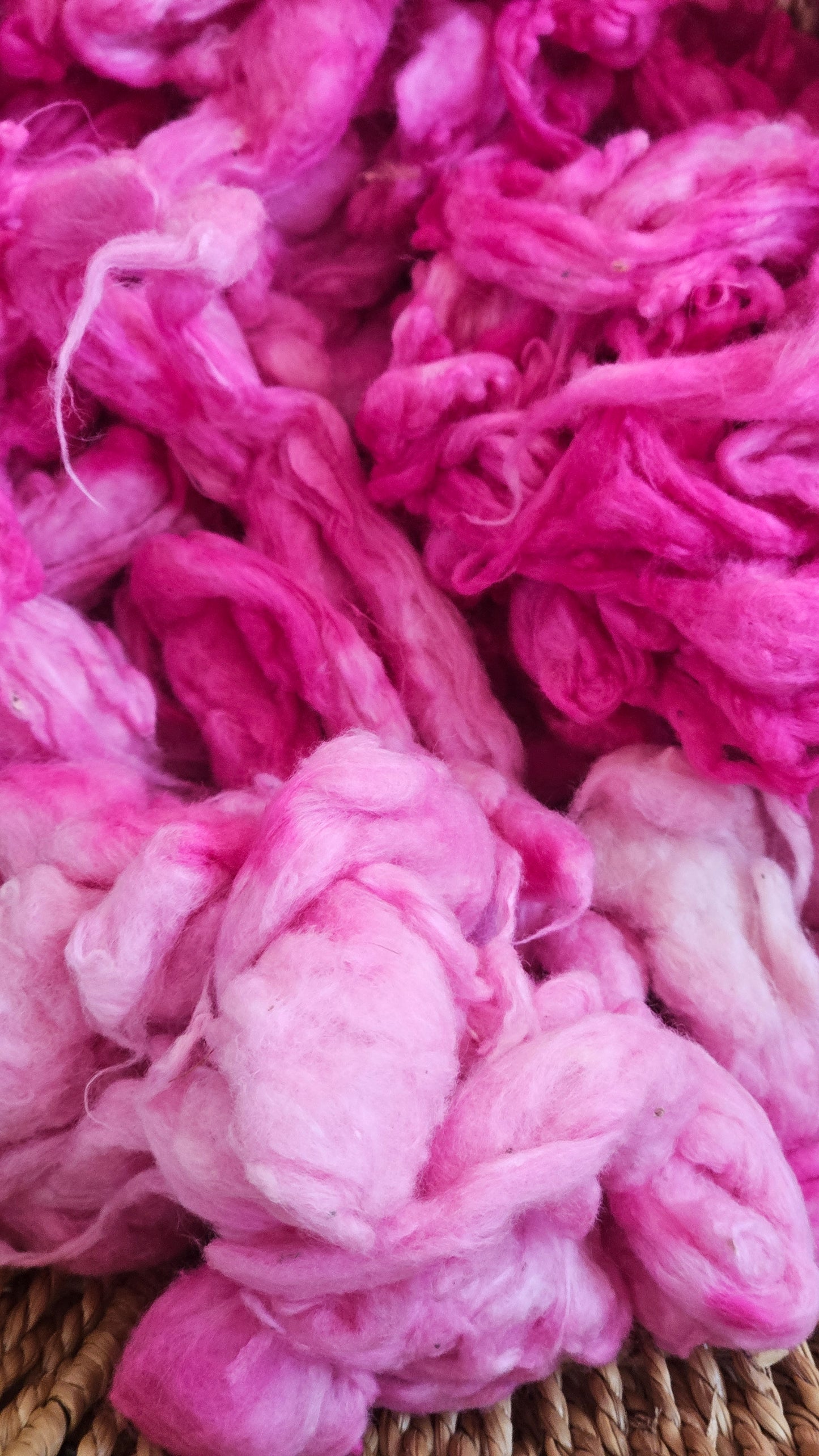 LOTUS Hand-Dyed Organic Extra Fine Cotton Noil for fiber art, texture blending, and papermaking - 1 ounce | 28 grams