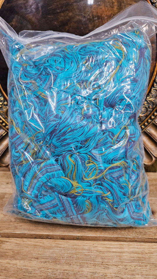 BIRD OF PARADISE - shaggy fringe ribbon for tapestry weaving and fiber art - TEAL010 (.9 lb)