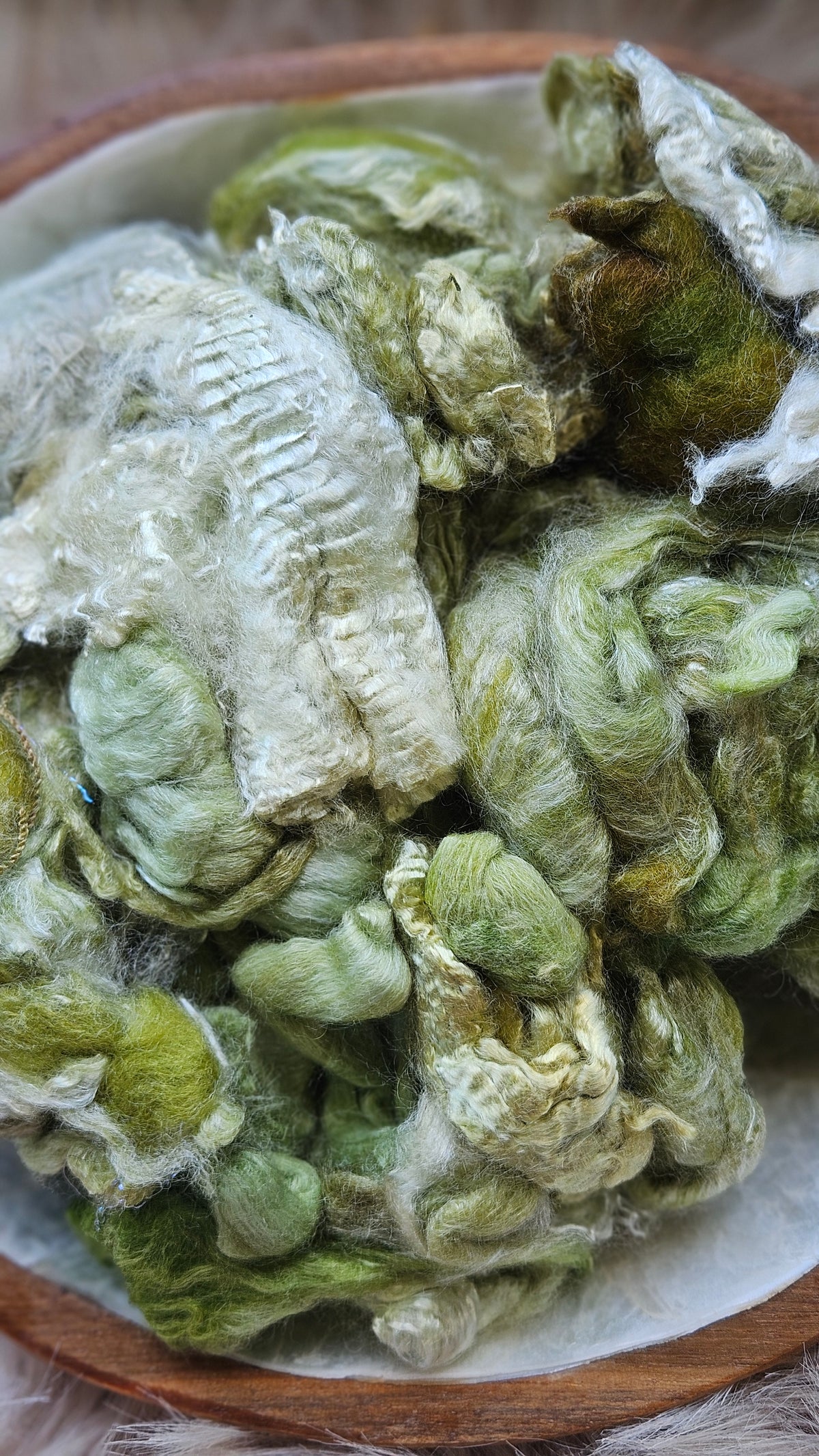 Matcha - hand-dyed fine wool and silky bamboo mill ends - 5 oz |  142 g