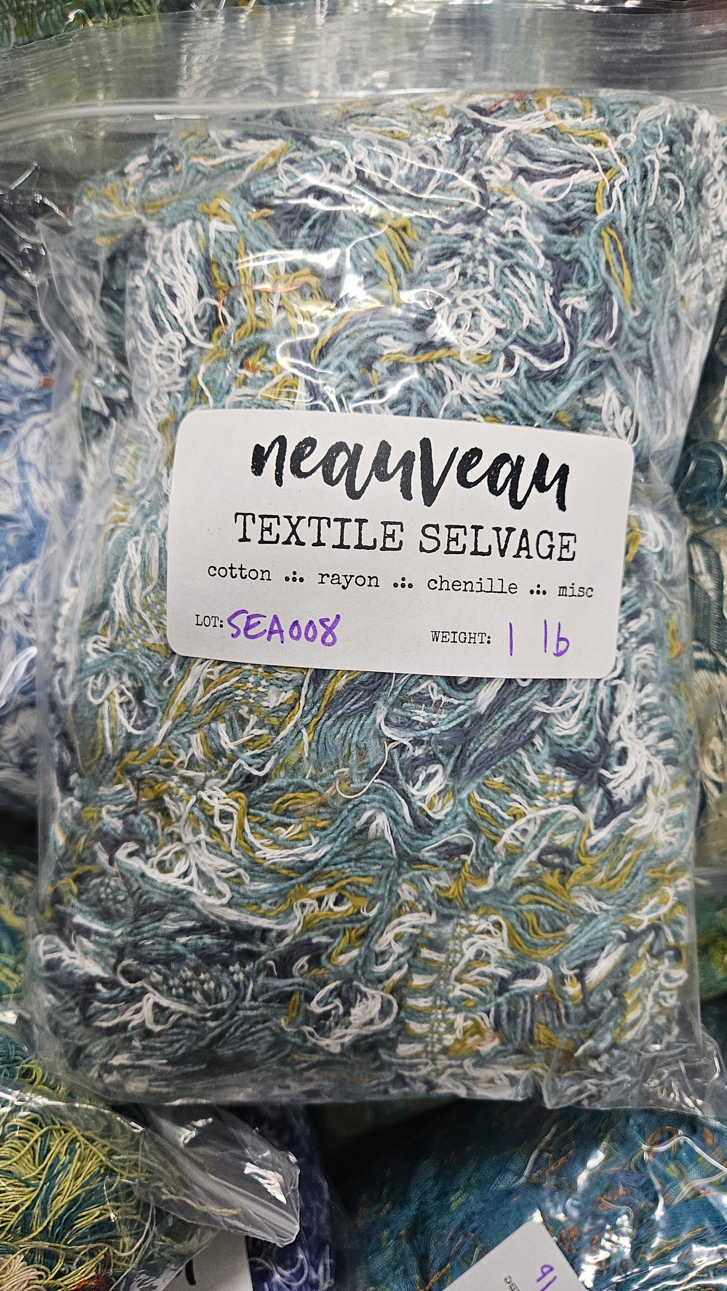 SEASHORE - textile selvedge for rug and art weaving and art yarn - SEA008 (1 lb)
