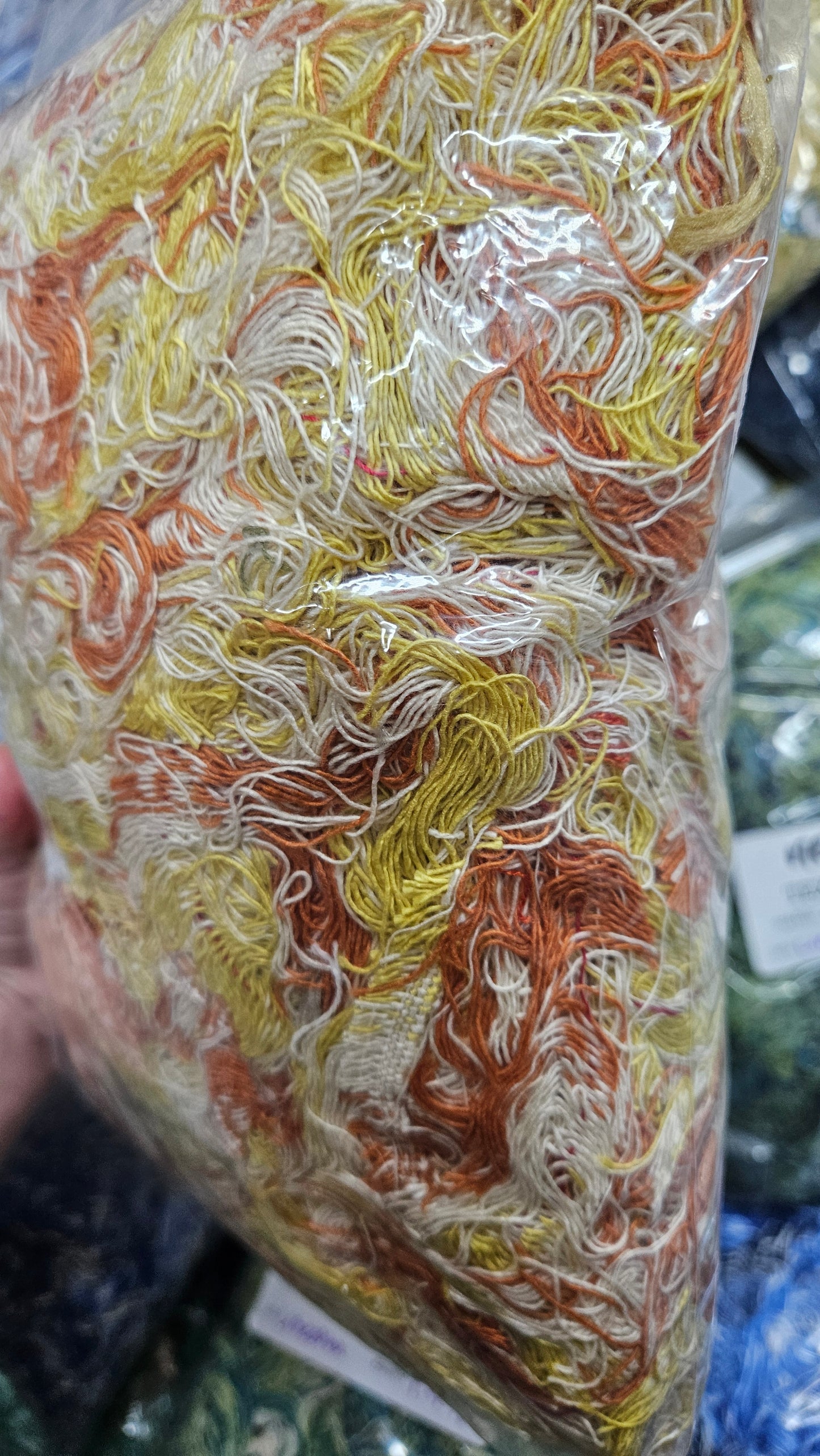 ORANGE GROVE - textile selvedge for rug and art weaving and art yarn - ORANGE005 (1 lb)