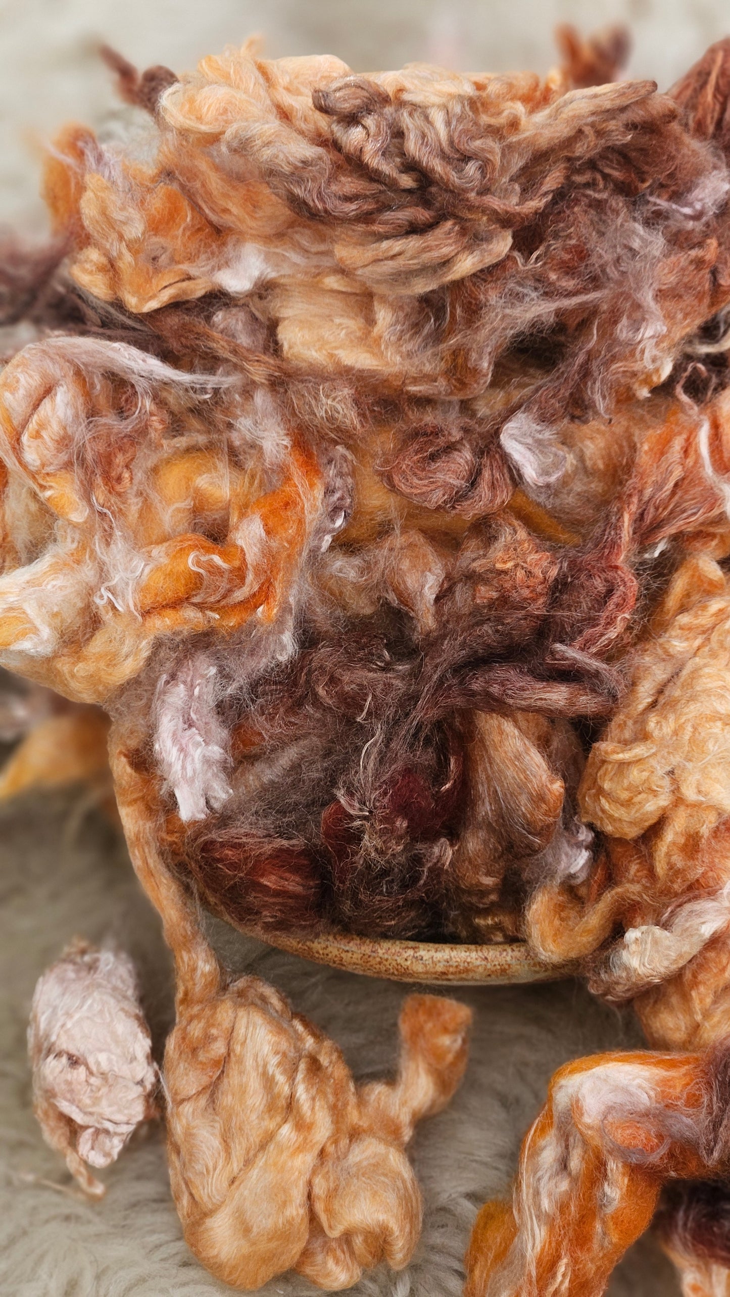 CARAMEL - hand-dyed extra fine wool and silky bamboo dense cloud recycled mill ends - 5 oz |  142 g