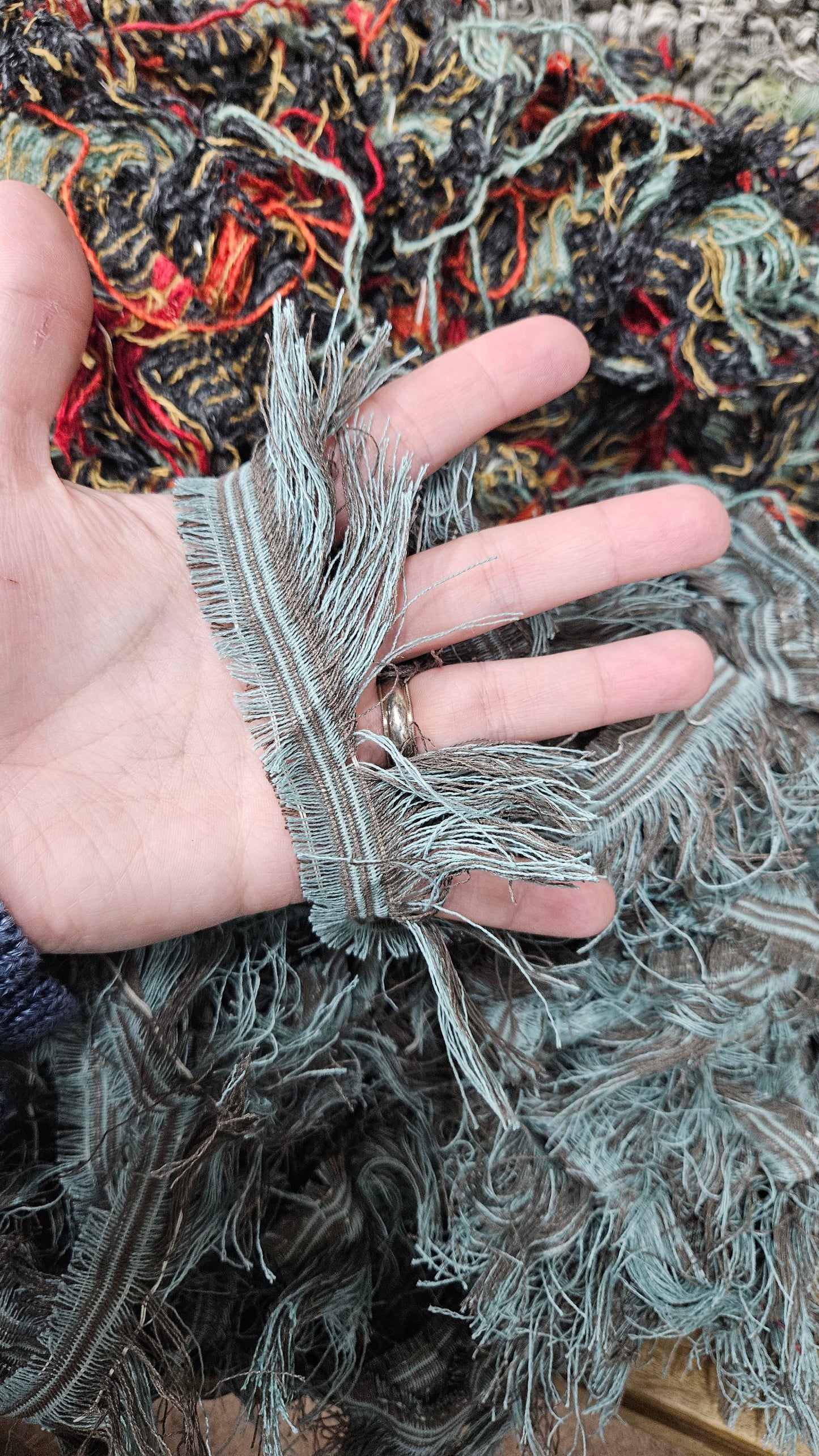 BULK 08 - shaggy fringe ribbon for tapestry weaving and fiber art - 4.5 POUNDS