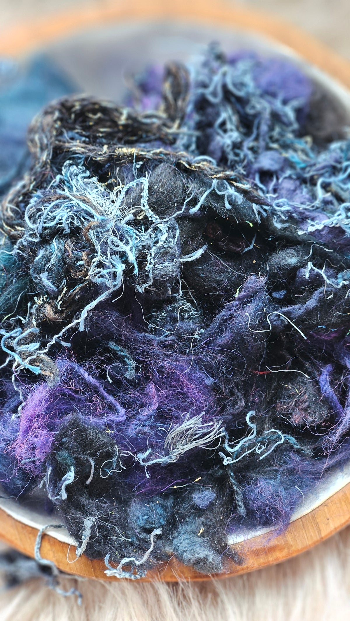 Indigo Honey - hand-dyed wool alpaca bamboo texture blend - 4 ounces | 114 grams