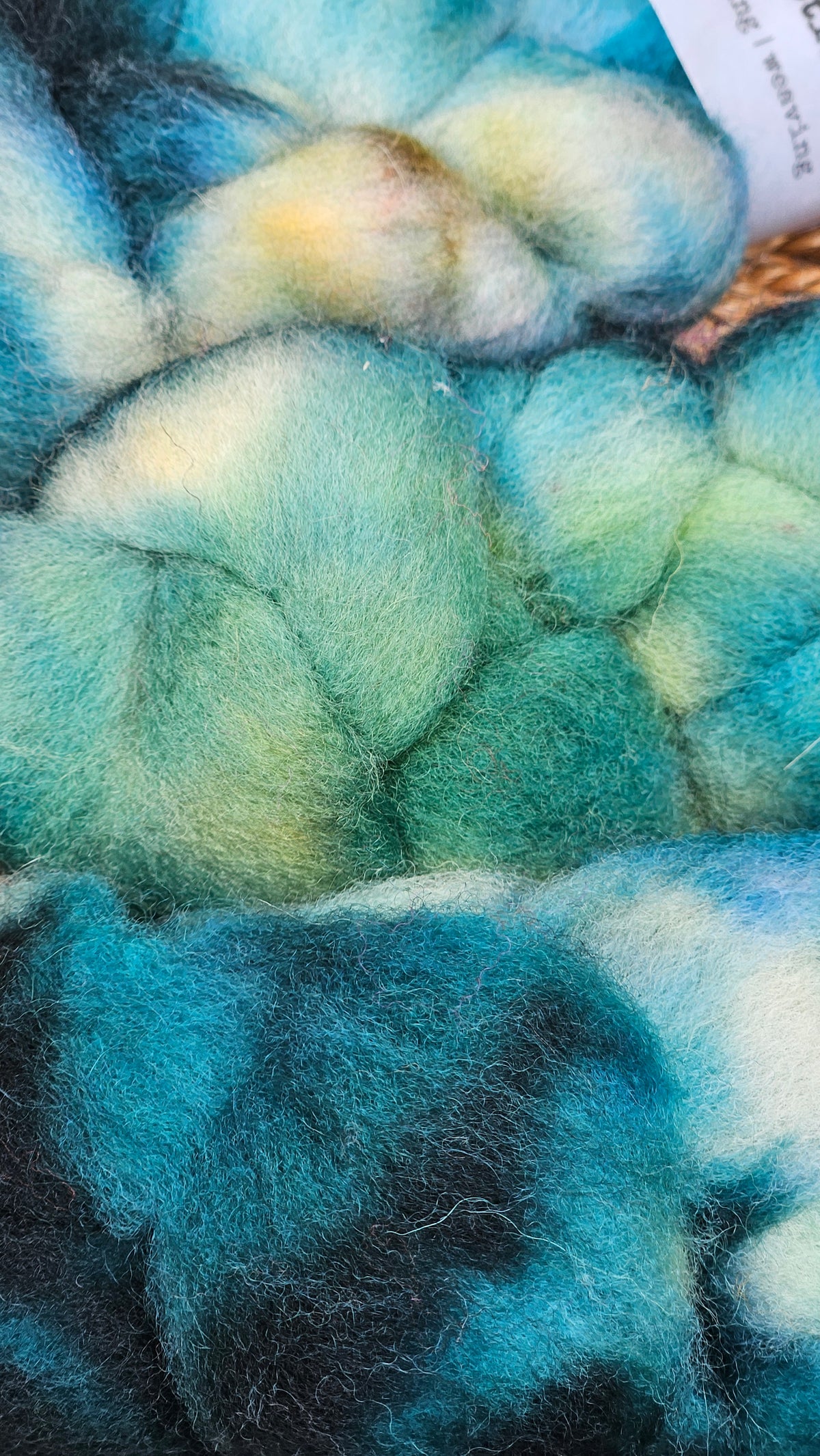 Quetzal - hand dyed domestic wool roving for felting and blending - 2 ounces | 57 grams