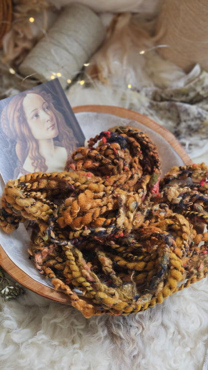 Handspun Bulky Art Yarn - 22 yards | 2 ounces - Botticelli Portrait 07