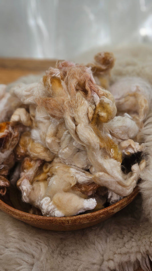 BANANA CREAM - hand-dyed extra fine wool and silky bamboo dense cloud recycled mill ends - 5 oz |  142 g