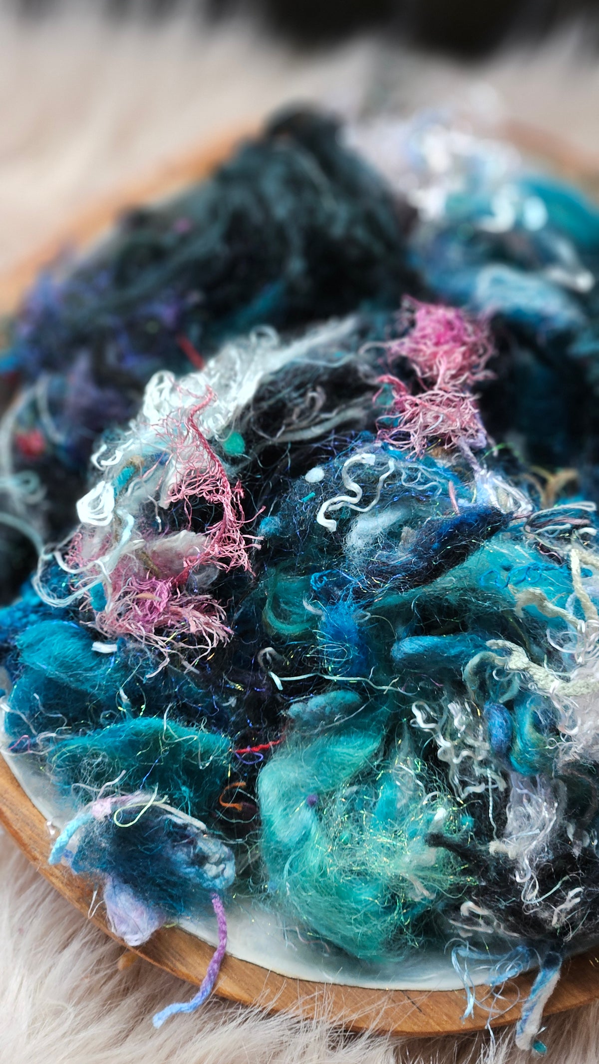 Mermaid Lagoon - hand-dyed wool alpaca bamboo texture blend - 4 ounces | 114 grams