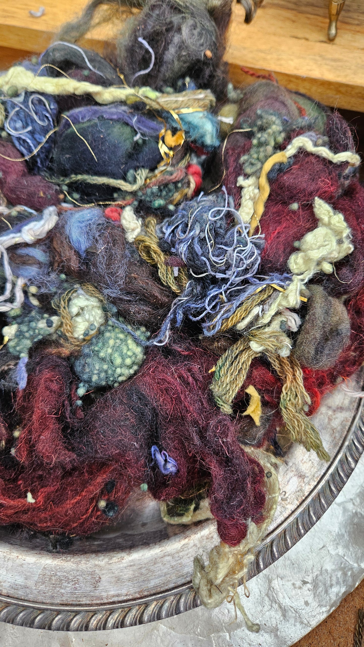 LUNAR ECLIPSE - Hand-Dyed Alpaca Bamboo Texture Blend for art yarn embellishing, texture blending, felting, mixed media, and fiber art - 4 ounces | 114 grams