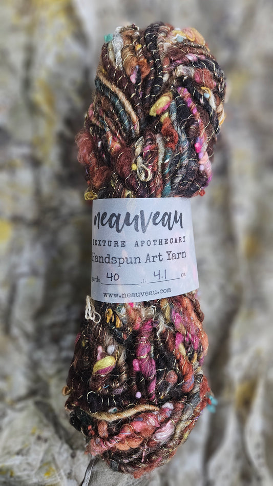 Handspun Bulky Art Yarn - Cinnamon Grove 06