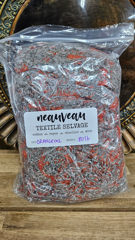 ORANGE EARTH - shaggy fringe ribbon for tapestry weaving and fiber art - ORANGE001 (.8 lb)