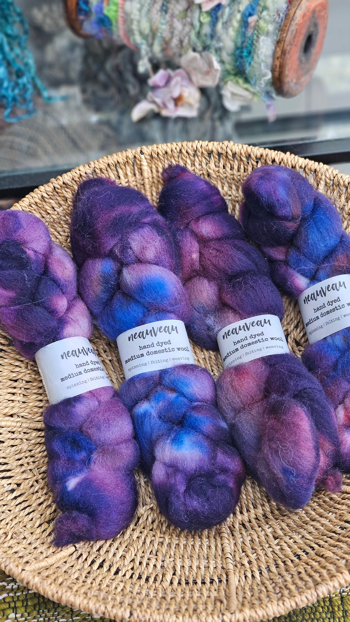 Bunting - hand dyed domestic wool roving for felting and blending - 2 ounces | 57 grams