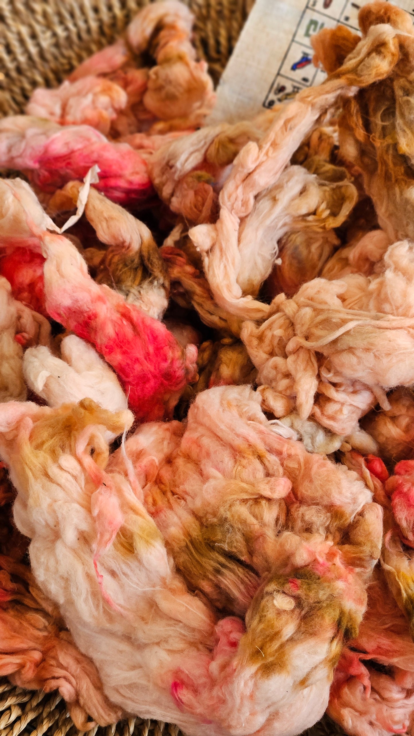 IMHOTEP Hand-Dyed Organic Extra Fine Cotton Noil for fiber art, texture blending, and papermaking - 1 ounce | 28 grams