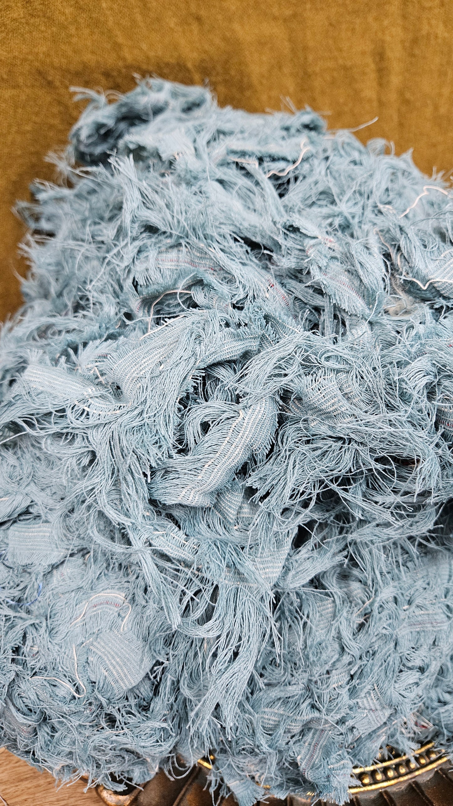 CARIBBEAN SEA - shaggy fringe ribbon for tapestry weaving and fiber art - 4.5 POUNDS