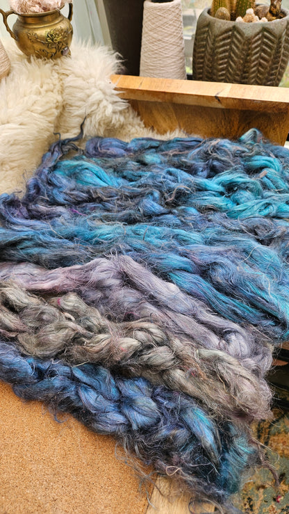 EXCALIBUR - rare hand-dyed hemp top for carding into art batts - 2 ounces | 57 grams
