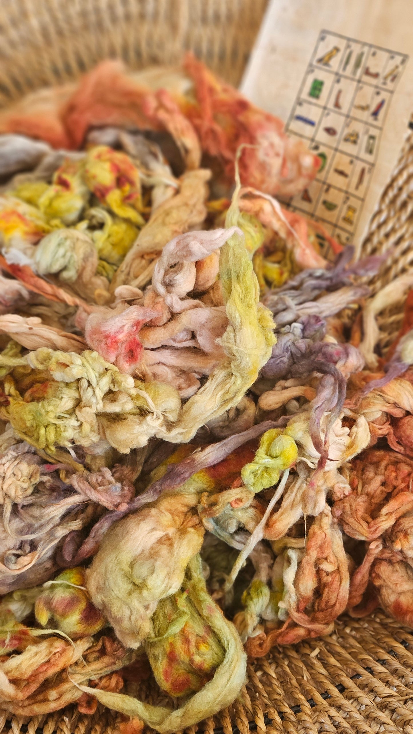 MERNEITH Hand-Dyed Organic Extra Fine Cotton Noil for fiber art, texture blending, and papermaking - 1 ounce | 28 grams