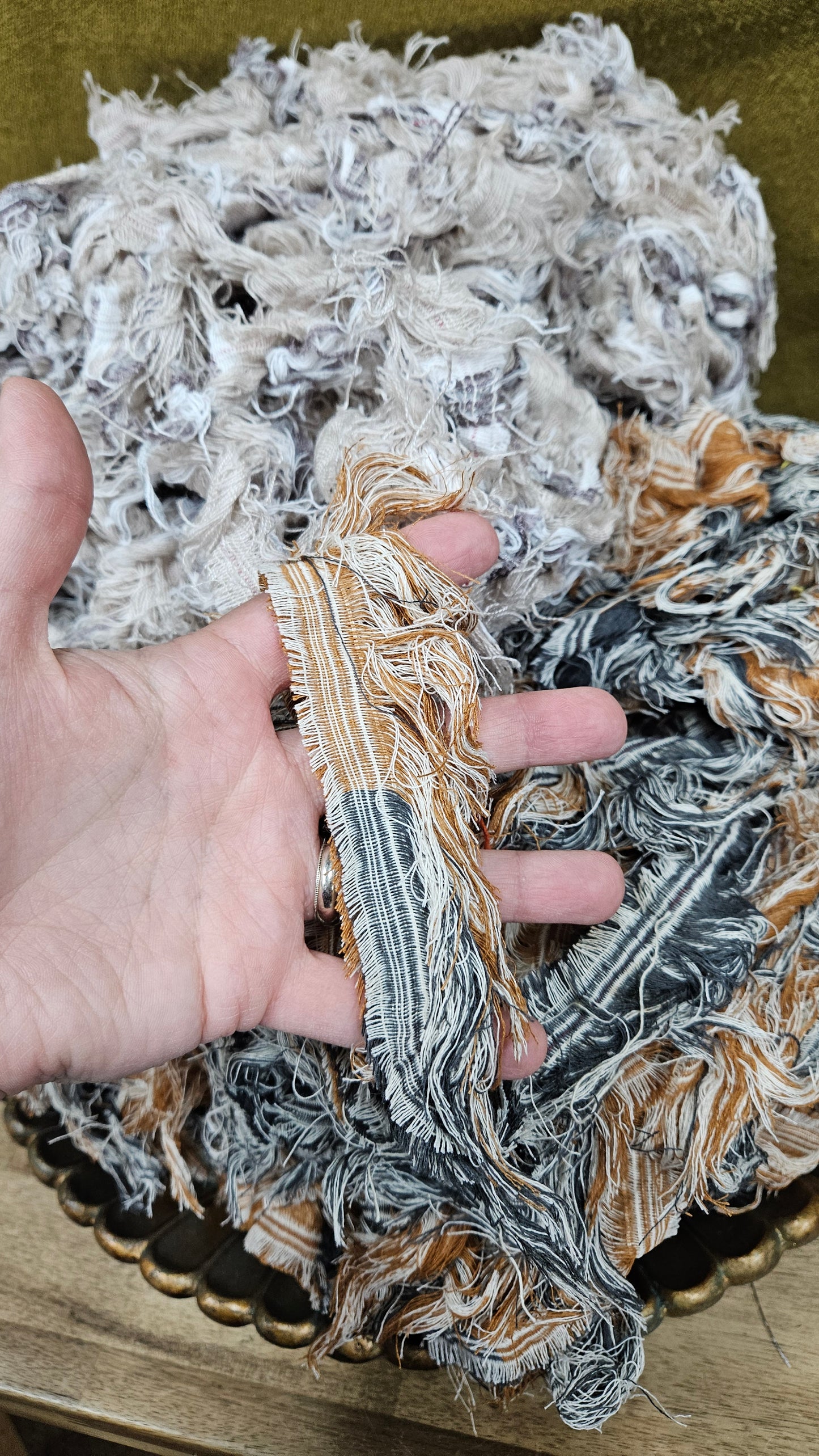 SANDSTONE - shaggy fringe ribbon for tapestry weaving and fiber art - 4.5 POUNDS